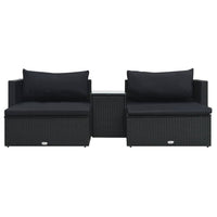 Thumbnail for 5-tlg. Garten-Lounge-Set mit Auflagen Poly Rattan Schwarz