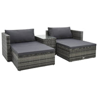 Thumbnail for 5-tlg. Garten-Lounge-Set mit Auflagen Poly Rattan Grau