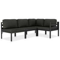 Thumbnail for 4-tlg. Garten-Lounge-Set mit Kissen Aluminium Anthrazit