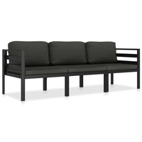 Thumbnail for 3-tlg. Garten-Lounge-Set mit Kissen Aluminium Anthrazit