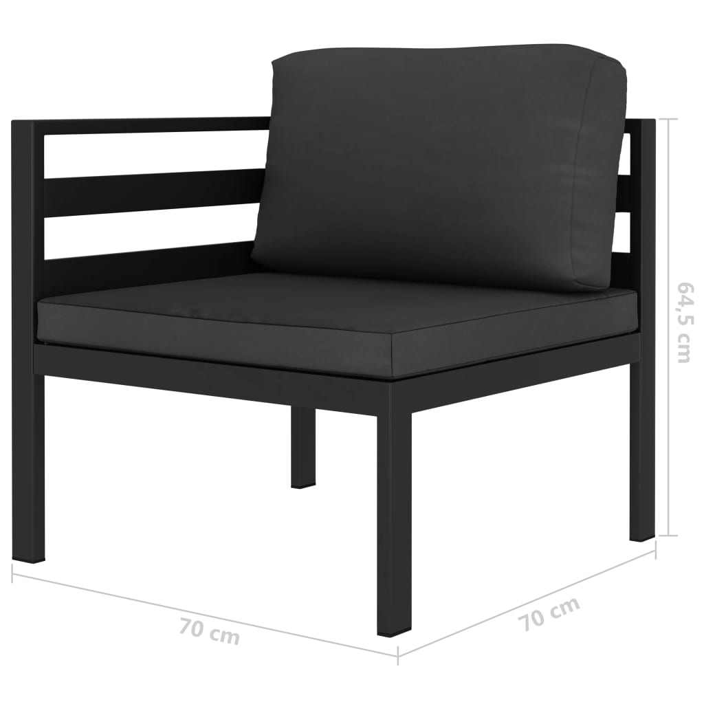 3-tlg. Garten-Lounge-Set mit Kissen Aluminium Anthrazit