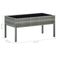 Thumbnail for Gartentisch Grau 75x40x37 cm Poly Rattan