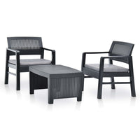 Thumbnail for 3-tlg. Garten-Lounge-Set Kunststoff Anthrazit