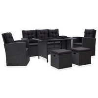 Thumbnail for 6-tlg. Garten-Lounge-Set mit Kissen Poly Rattan Schwarz