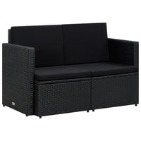 Thumbnail for 2-Sitzer-Gartensofa mit Auflagen Schwarz Poly Rattan