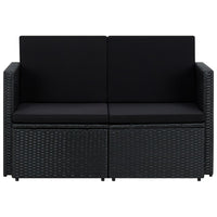 Thumbnail for 2-Sitzer-Gartensofa mit Auflagen Schwarz Poly Rattan