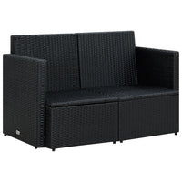 Thumbnail for 2-Sitzer-Gartensofa mit Auflagen Schwarz Poly Rattan