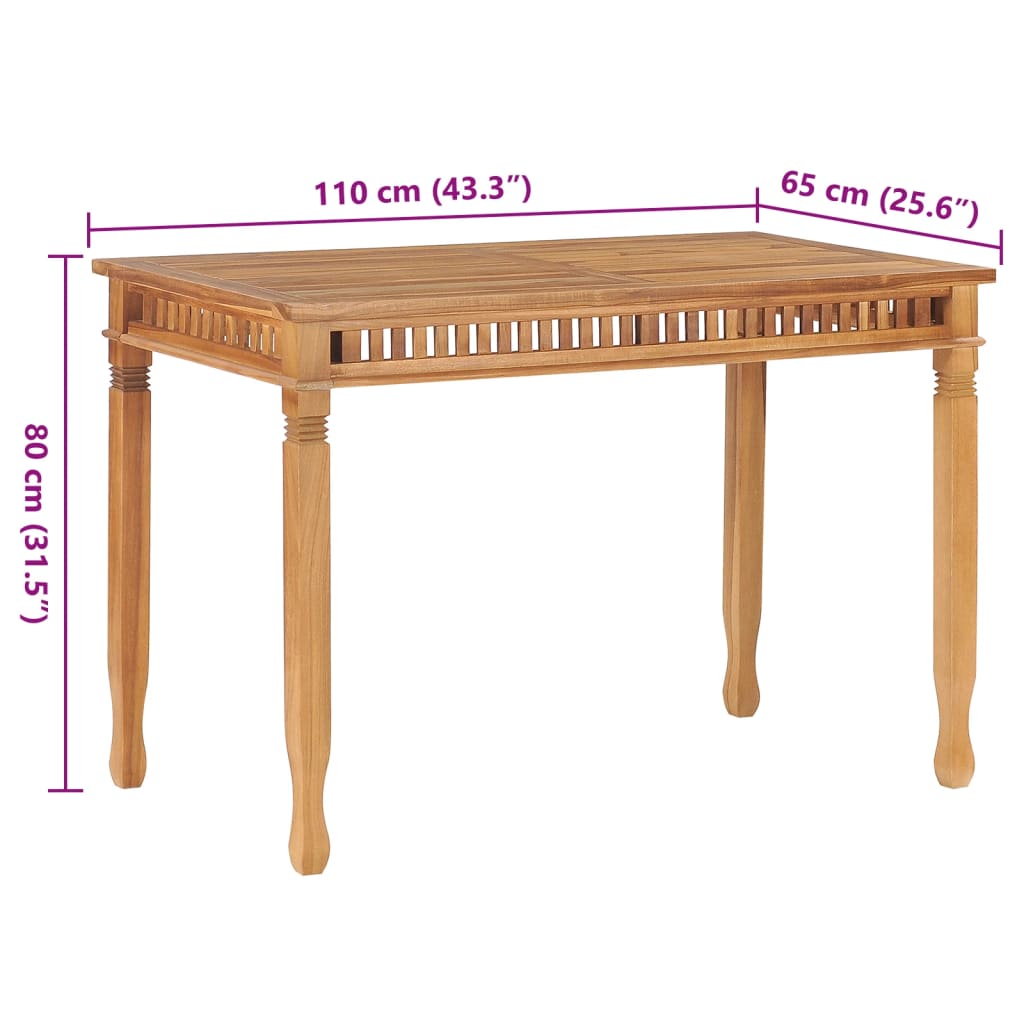 Garten-Esstisch 110x65x80 cm Massivholz Teak