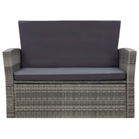 Thumbnail for 4-tlg. Garten-Lounge-Set mit Kissen Poly Rattan Grau