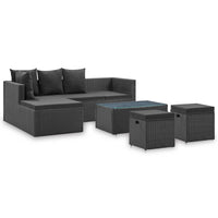 Thumbnail for 4-tlg. Garten-Lounge-Set Schwarz mit Auflagen Poly Rattan