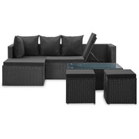 Thumbnail for 4-tlg. Garten-Lounge-Set Schwarz mit Auflagen Poly Rattan
