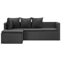 Thumbnail for 4-tlg. Garten-Lounge-Set Schwarz mit Auflagen Poly Rattan