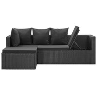 Thumbnail for 4-tlg. Garten-Lounge-Set Schwarz mit Auflagen Poly Rattan