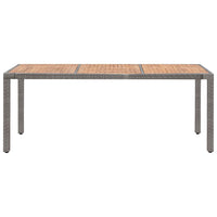 Thumbnail for Gartentisch Grau 190x90x75 cm Poly Rattan und Akazie Massivholz