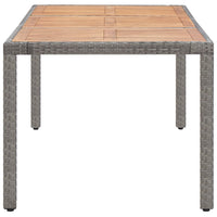 Thumbnail for Gartentisch Grau 190x90x75 cm Poly Rattan und Akazie Massivholz