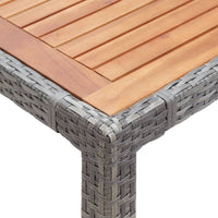 Thumbnail for Gartentisch Grau 190x90x75 cm Poly Rattan und Akazie Massivholz