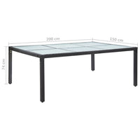 Thumbnail for Garten-Esstisch Schwarz 200x150x74 cm Poly Rattan