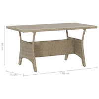 Thumbnail for Gartentisch Grau 130x70x66 cm Poly Rattan
