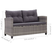 Thumbnail for 2-Sitzer-Gartensofa mit Kissen Grau 124 cm Poly Rattan