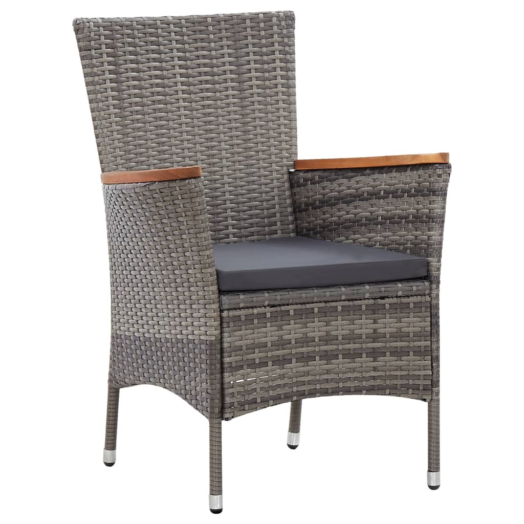 9-tlg. Garten-Essgruppe mit Kissen Poly Rattan Grau