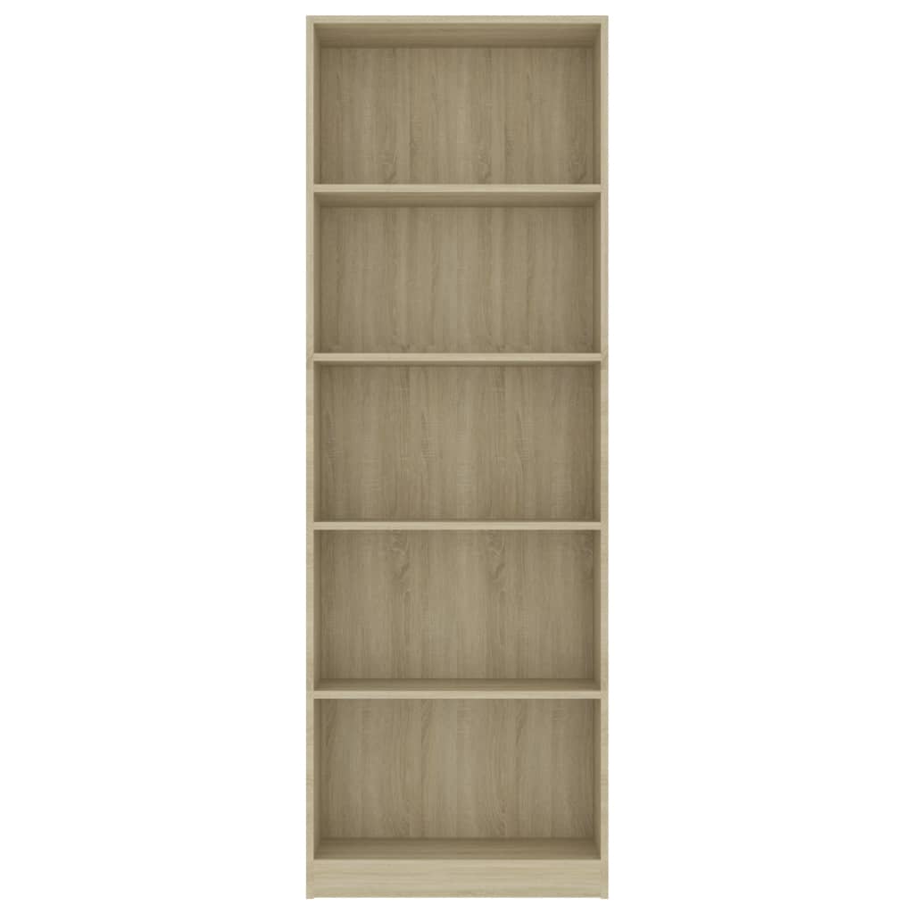 Bücherregal 5 Fächer Sonoma-Eiche 60x24x175 cm Holzwerkstoff