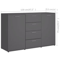 Thumbnail for Sideboard Grau 120x35,5x75 cm Holzwerkstoff