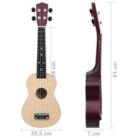 Thumbnail for Sopran Ukulele Set für Kinder mit Tasche Helles Holz 23