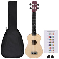 Thumbnail for Sopran Ukulele Set für Kinder mit Tasche Helles Holz 23