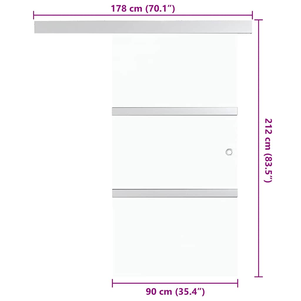 Schiebetür ESG-Glas und Aluminium 90x205 cm Silbern