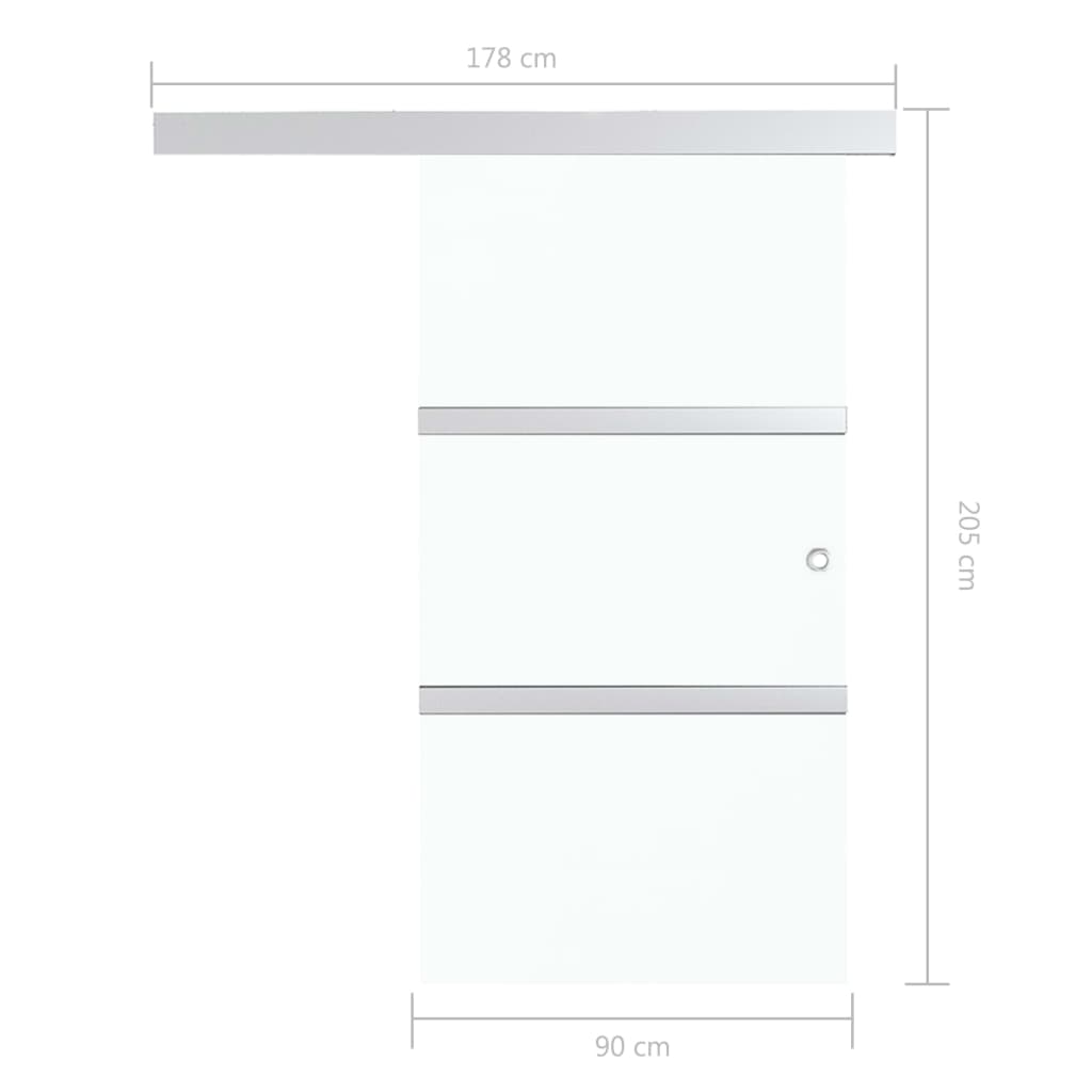 Schiebetür mit weichen Stoppern ESG-Glas und Aluminium 90x205cm