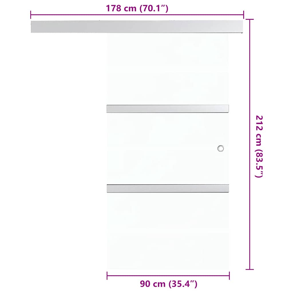 Schiebetür ESG-Glas und Aluminium 90x205 cm Silbern