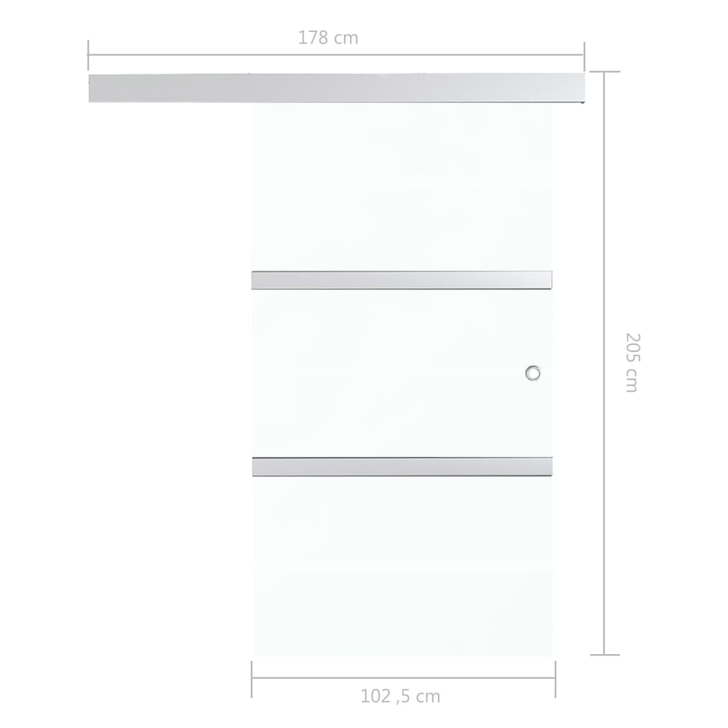 Schiebetür ESG Glas und Aluminium 102,5x205 cm Silbern