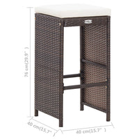 Thumbnail for 7-tlg. Gartenbar-Set mit Auflagen Poly Rattan Braun
