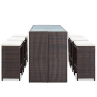 Thumbnail for 7-tlg. Gartenbar-Set mit Auflagen Poly Rattan Braun
