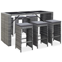 Thumbnail for 7-tlg. Gartenbar-Set mit Auflagen Poly Rattan Grau