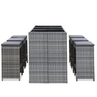 Thumbnail for 7-tlg. Gartenbar-Set mit Auflagen Poly Rattan Grau