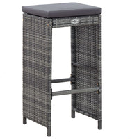 Thumbnail for 7-tlg. Gartenbar-Set mit Auflagen Poly Rattan Grau