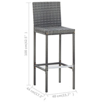 Thumbnail for 7-tlg. Gartenbar-Set mit Auflagen Poly Rattan Grau