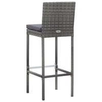 Thumbnail for 7-tlg. Gartenbar-Set mit Auflagen Poly Rattan Grau