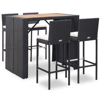 Thumbnail for 5-tlg. Garten-Bar-Set Poly Rattan und Akazienholz Schwarz