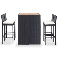 Thumbnail for 5-tlg. Garten-Bar-Set Poly Rattan und Akazienholz Schwarz