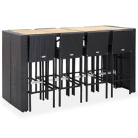 Thumbnail for 9-tlg. Garten-Bar-Set Poly Rattan und Akazienholz Schwarz