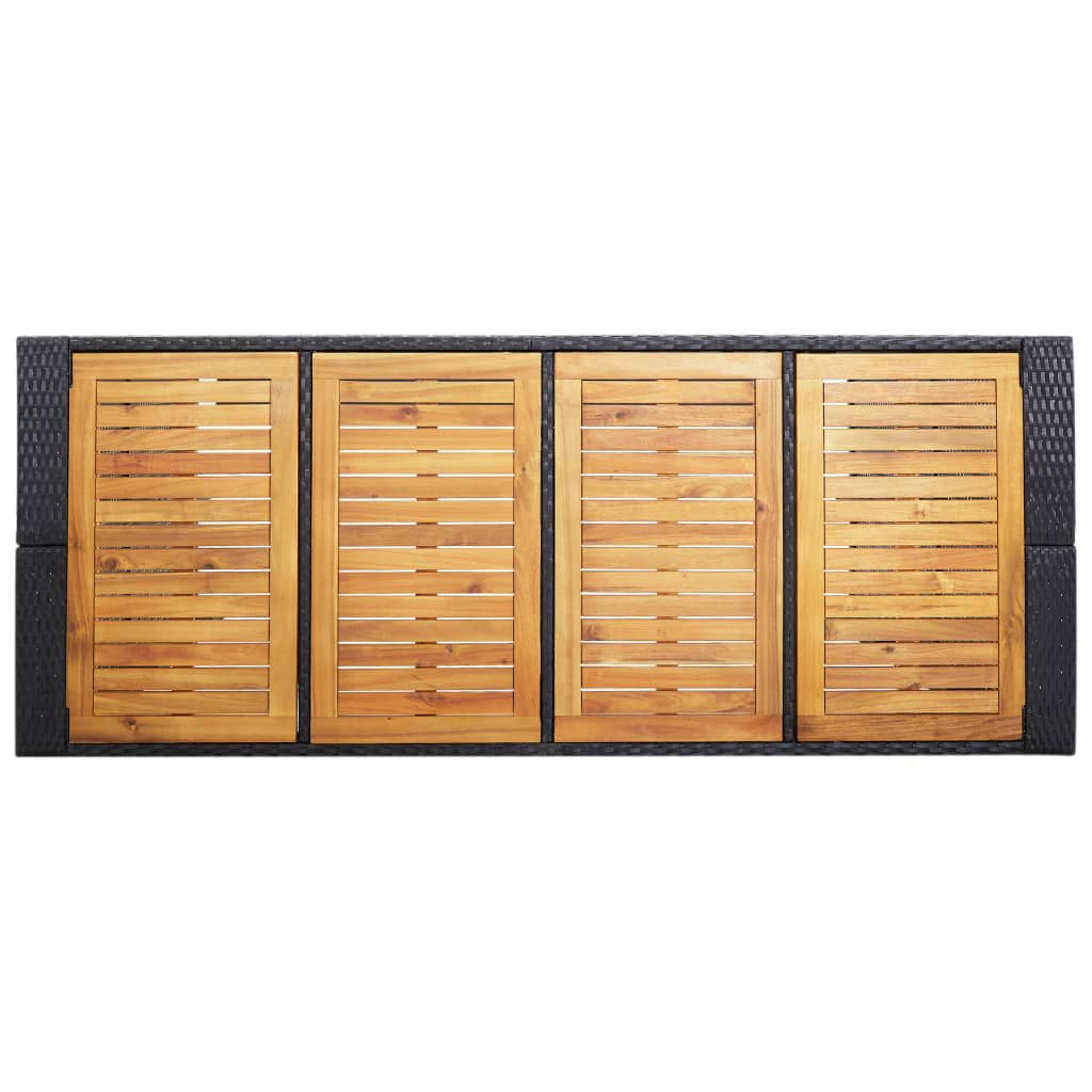 9-tlg. Garten-Bar-Set Poly Rattan und Akazienholz Schwarz