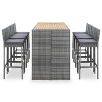 Thumbnail for 9-tlg. Garten-Bar-Set Poly Rattan und Akazienholz Grau
