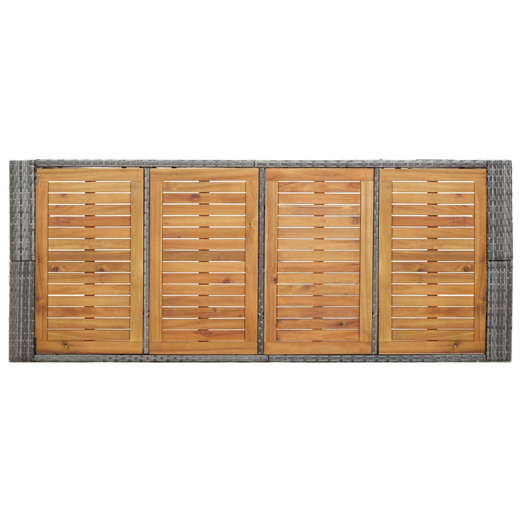 9-tlg. Garten-Bar-Set Poly Rattan und Akazienholz Grau