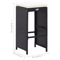 Thumbnail for 5-tlg. Garten-Bar-Set Poly Rattan und Glas Schwarz