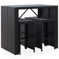 Thumbnail for 5-tlg. Garten-Bar-Set Poly Rattan und Glas Schwarz