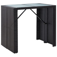 Thumbnail for 5-tlg. Garten-Bar-Set Poly Rattan und Glas Schwarz
