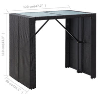 Thumbnail for 5-tlg. Garten-Bar-Set Poly Rattan und Glas Schwarz