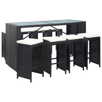 Thumbnail for 9-tlg. Gartenbar-Set Poly Rattan Schwarz